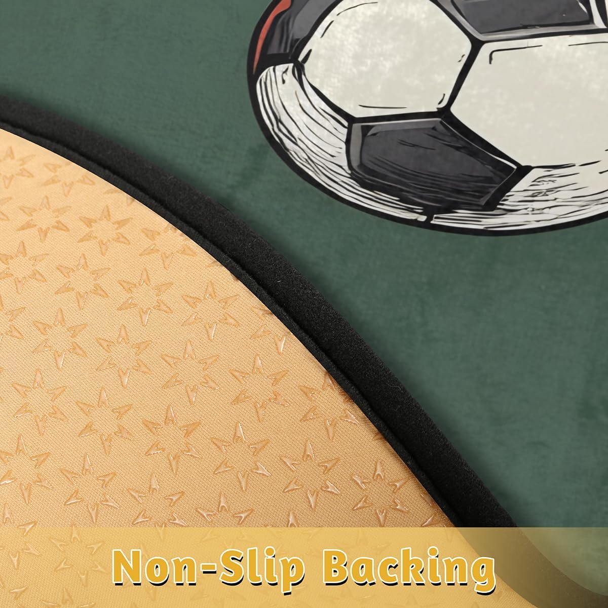 Hexteria Sports Football Half Circle Door Mat Non-Slip Washable Absorbent Half Round Rug Low Pile Semi Circle Welcome Mat for Indoor Home Kitchen Bathroom, 39" x 63"