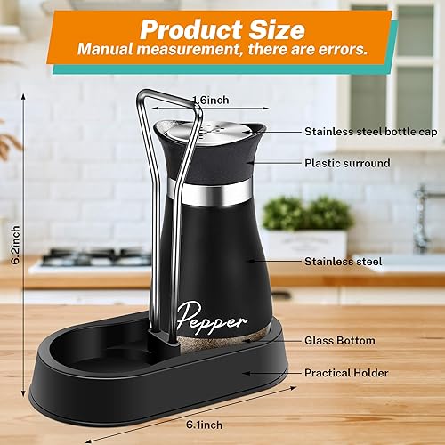Miniatura 2 de Juego de saleros y pimenteros negros con soporte, accesorios de cocina de 4 onzas y decoración para restaurante, boda, regalos de inauguración