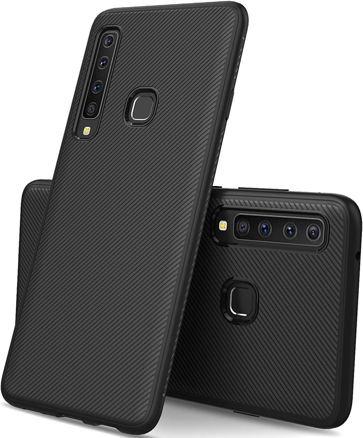 Fablue® [360 Degree Protection] [Scratch Resistant] Premium Flexible Soft Anti Slip TPU Case Shockproof Protection Case Back Cover for Samsung Galaxy A9 (2018)-Black