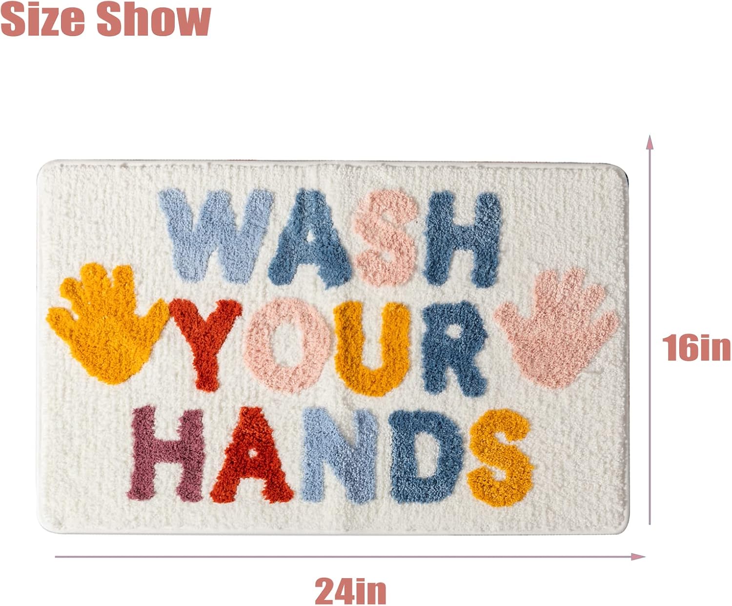 2pcs Bathroom Rugs Sets Funn Small 16"*24" Cute Letter Bath Rugs Modern Microfiber Mats Absorbent Non-Slip