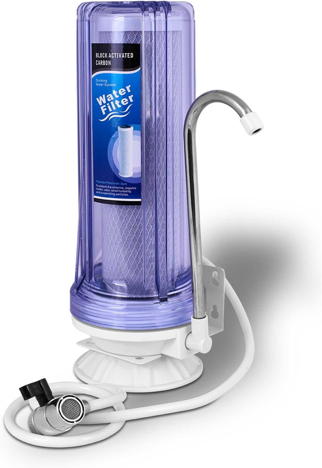 Countertop Drinking Water Filter Filtration System Removes Chlorine One Stage of Filtration Transparent NT-1