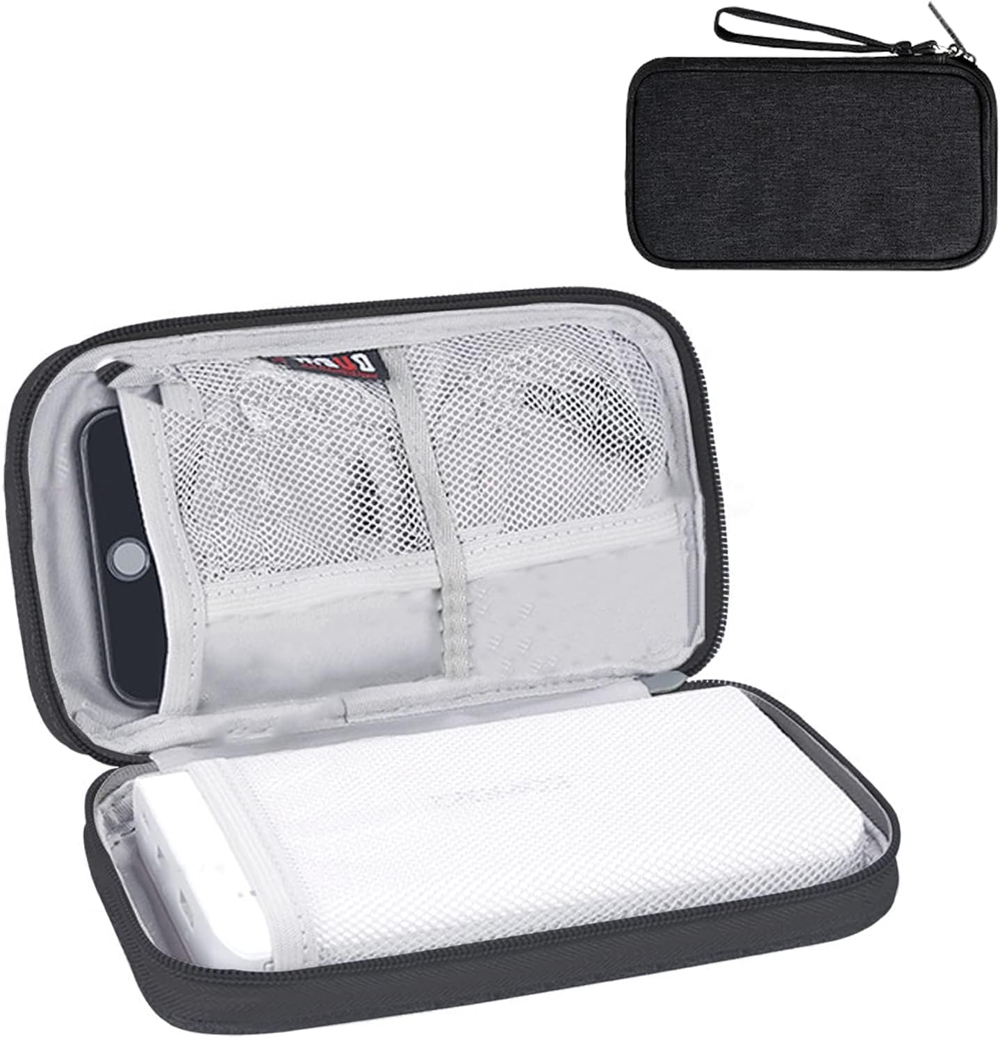 NEUSID Small Travel Cable Organiser Bag, Cable Pouch, Electronics Accessories Organizer Carry Bag, Cord and Gadget Storage Bags for Cables, Power Bank, USB Drive, Charger, Earphone, Hard Disk, Black