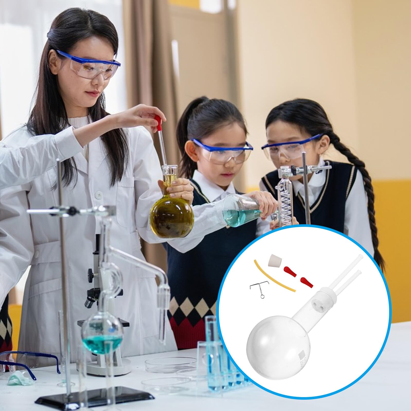 SHINEOFI Kit de Demostración Química para Laboratorio Escolar Dispositivo de Sifón para Aula de Química Material Didáctico para Secundaria Equipo Educativo de Experimentos con Gases