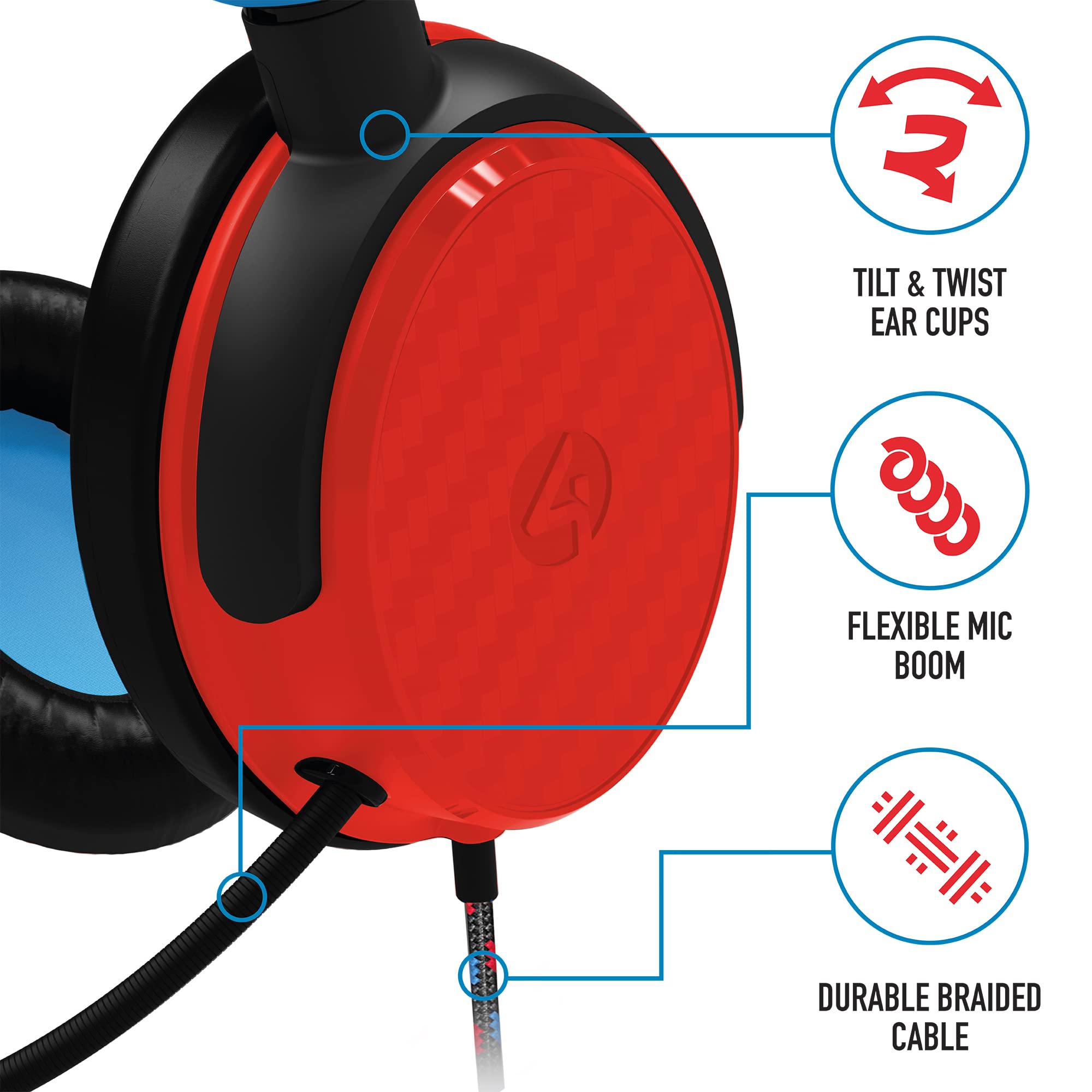 Amazon.co.jp: 4Gamers C6-100 レッド&ブルー オーバーイヤーゲーム用