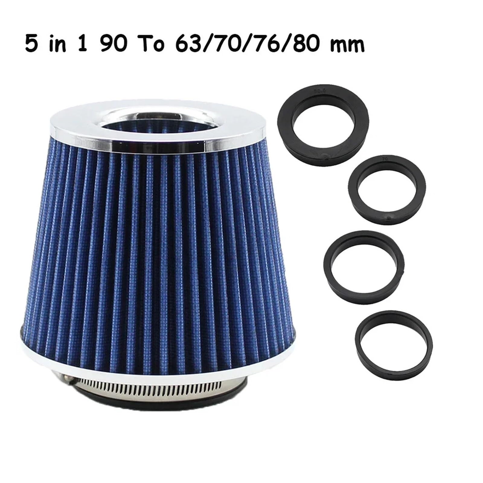 Filtro De Aire Universal para Coche Cabezal Seta Modificado, Entrada Frío Alto Flujo Cono Deportivo 63/70/76/80/90mm Filtros Auto