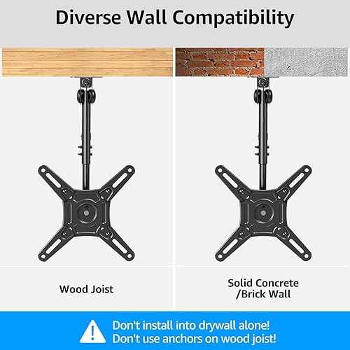 Miniatura 9 de MOUNTUP MU0049-L - Soporte de techo abatible para televisores y monitores de 13-40 pulgadas, soporte de TV de movimiento completo con ajuste de