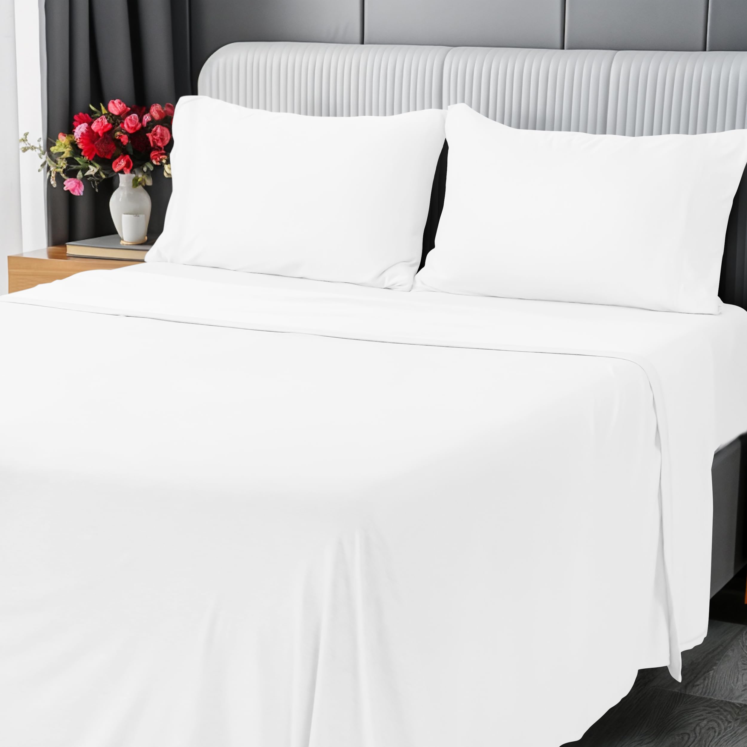 Utopia Bedding Queen Sheet Set - Heavy-Duty Jersey Knit 4-Piece - Soft, Durable Cotton for Home, Hospitality, and Healthcare (White)