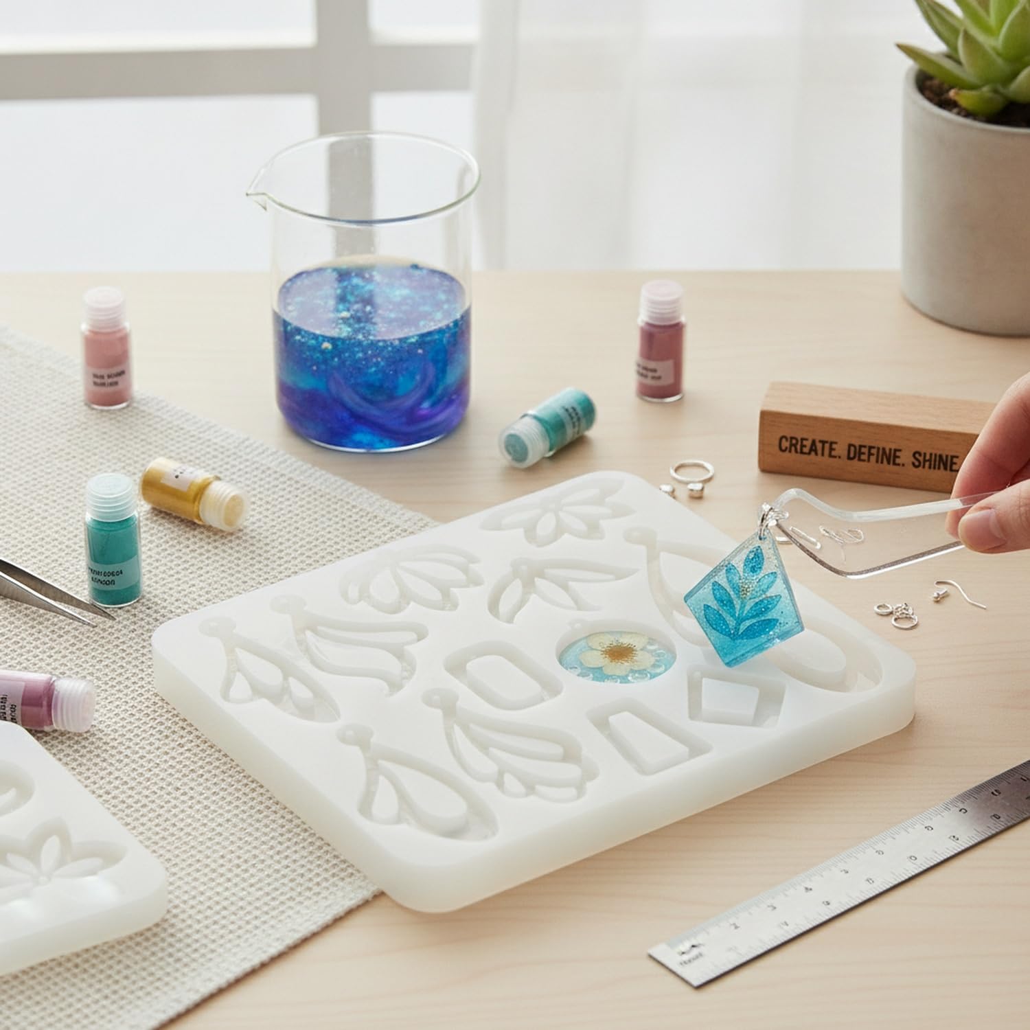 Stampo in silicone per la creazione di gioielli fai da te, forme geometriche per orecchini in resina, materiale flessibile per progetti artigianali