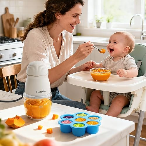 Miniatura 8 de Fabricante de alimentos para bebés, juego de procesador de alimentos para bebés pequeños, frutas, vegetales, carne, 10 onzas para preparar alimentos