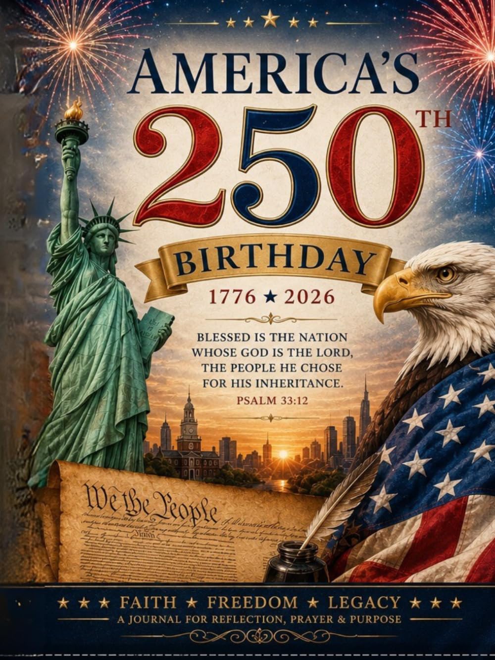 Esther 8:8 Co. Prayer Journal for Men and Women: Blessed Is the Nation Whose God Is the Lord (Psalm 33:12): America 250th Birthday Edition | ... Growth | 8.25" x 11 | Paperback with 200 pgs