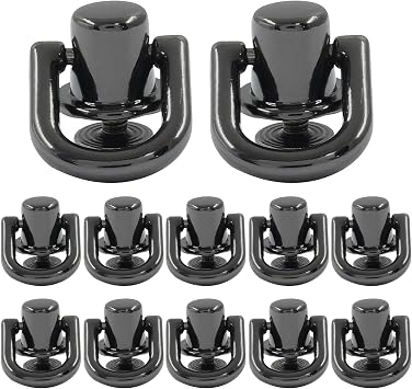 Piutouyar 12 Pcs Bright Black D Ring for Purse with Mounting Screws