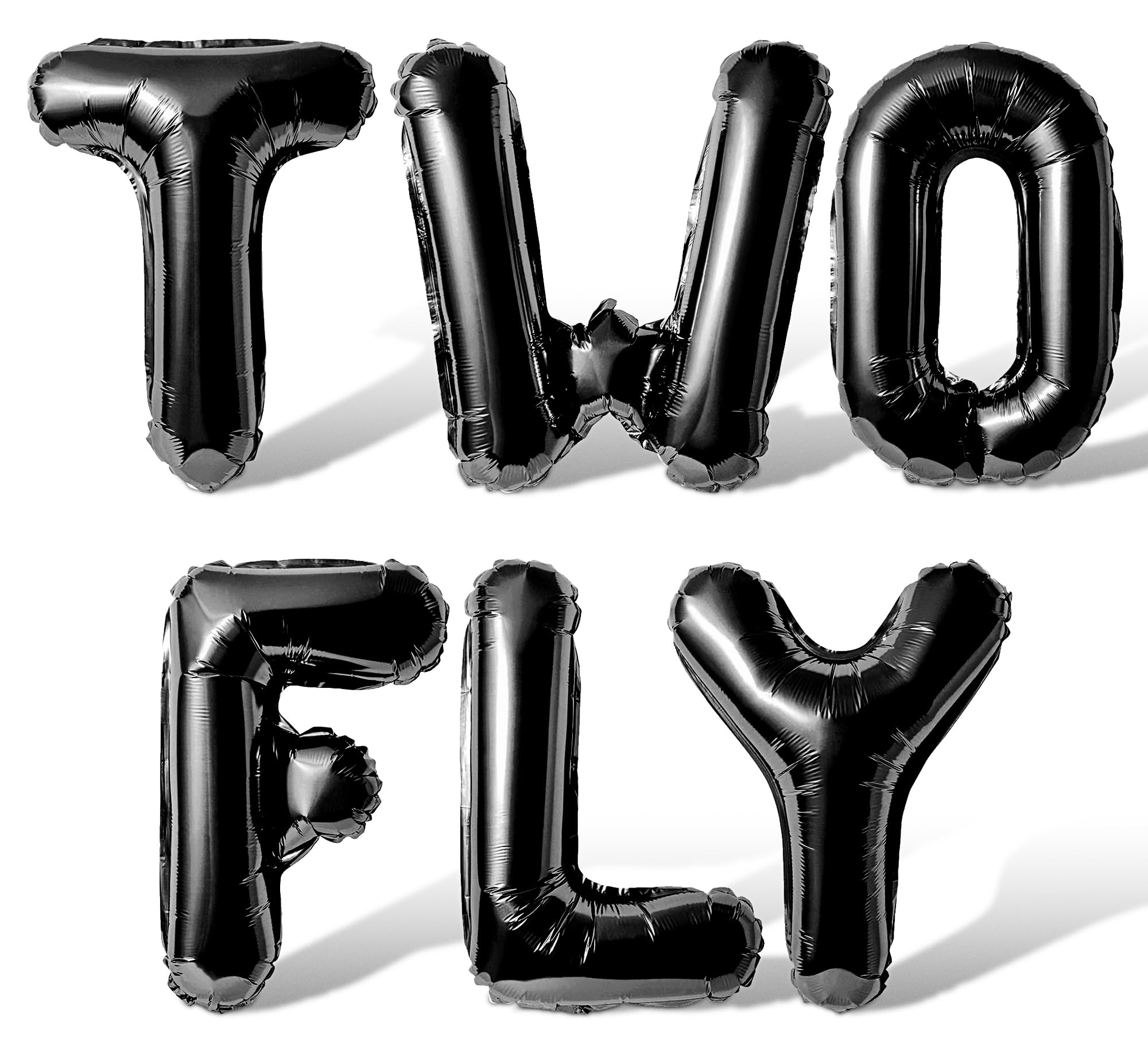 Letter Balloons - TWO FLY 16" Inch Alphabet Letters Foil Mylar Balloon 2nd Birthday Party Banner (Black)