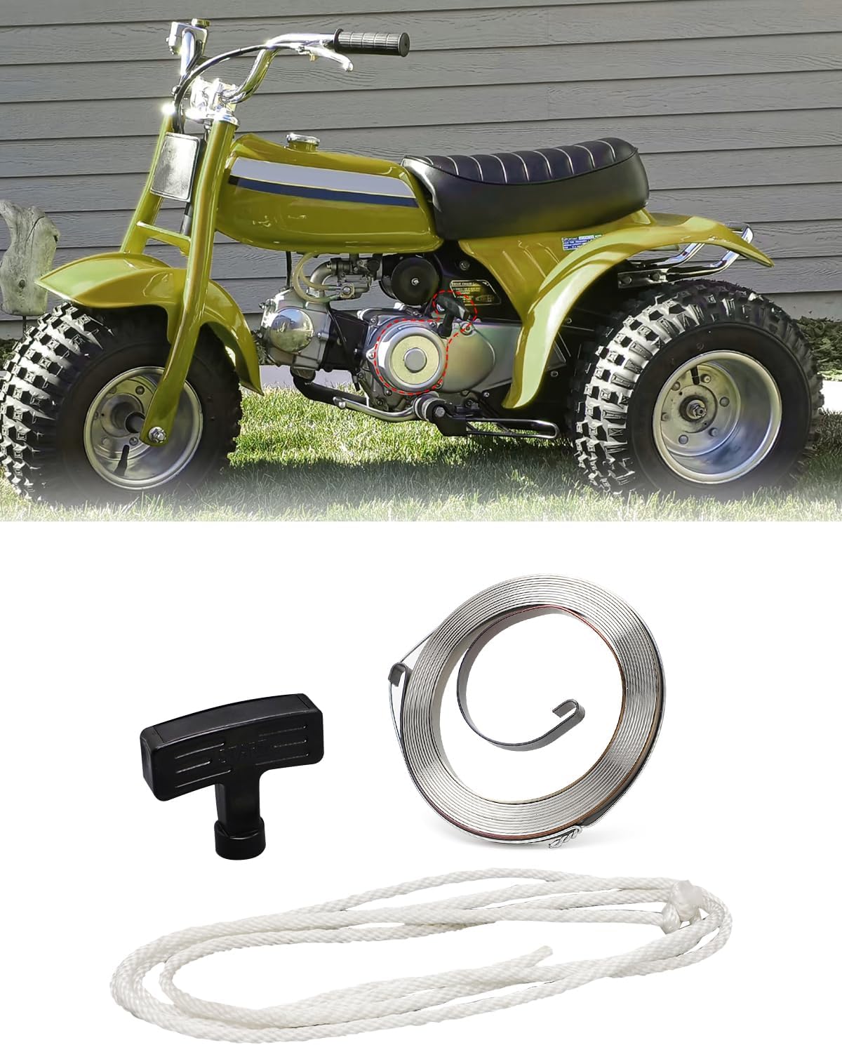 Recoil Starter Rebuild Kit - for Honda ATC70 (1978-1985) & TRX70 (1985-1987) | Fix Pull Start Rope, Spring, Handle | Repair No-Return, Jammed Starter for 70cc 3 & 4 Wheeler ATVs