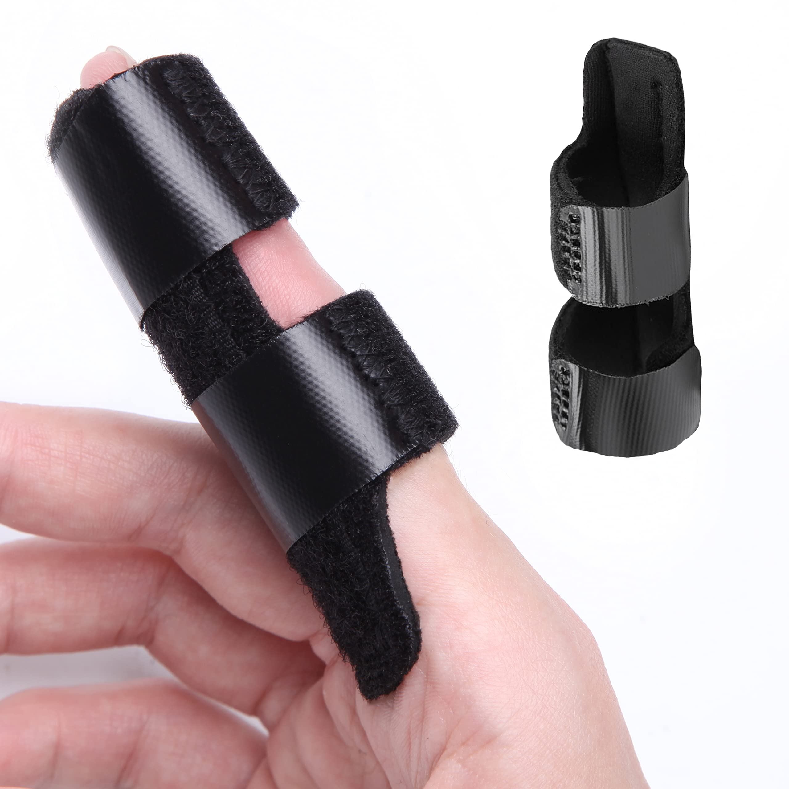 FITTOO Soporte de Dedos en Gatillo Inmovilización de Nudillos Soporte de Extensión con Ayuda de Aluminio Incorporada Hombres Mujeres,Negro