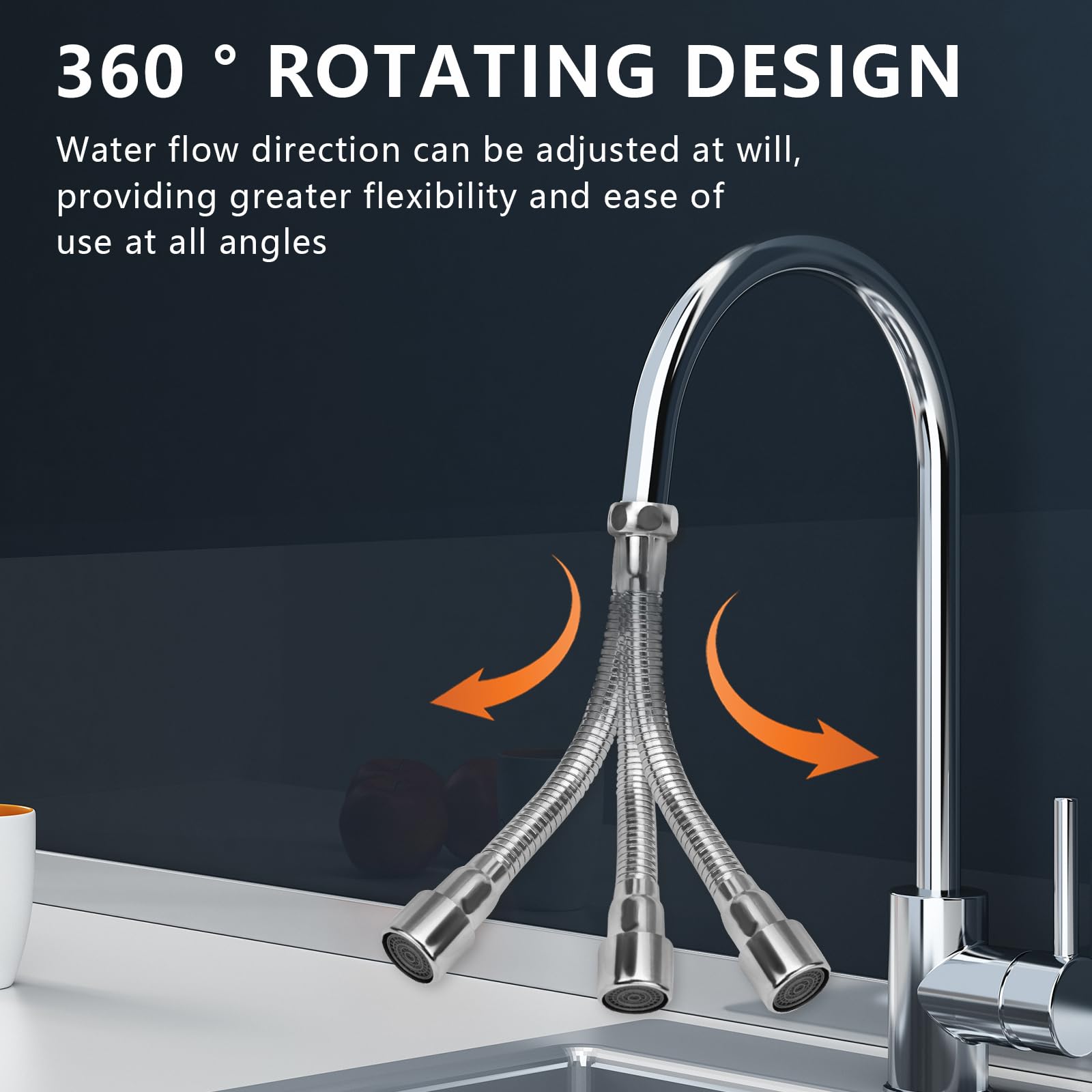 Prolunga per rubinetto da 20 cm, funzione girevole a 360°, antiesplosione e antiruggine, adatto per il bagno e le estensioni del rubinetto della cucina
