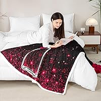 Vista 4 de Manfei Manta de flores rosas con purpurina de pétalos de rosas para sofá, manta de cama para el día de San Valentín para mujeres, hombres, adultos