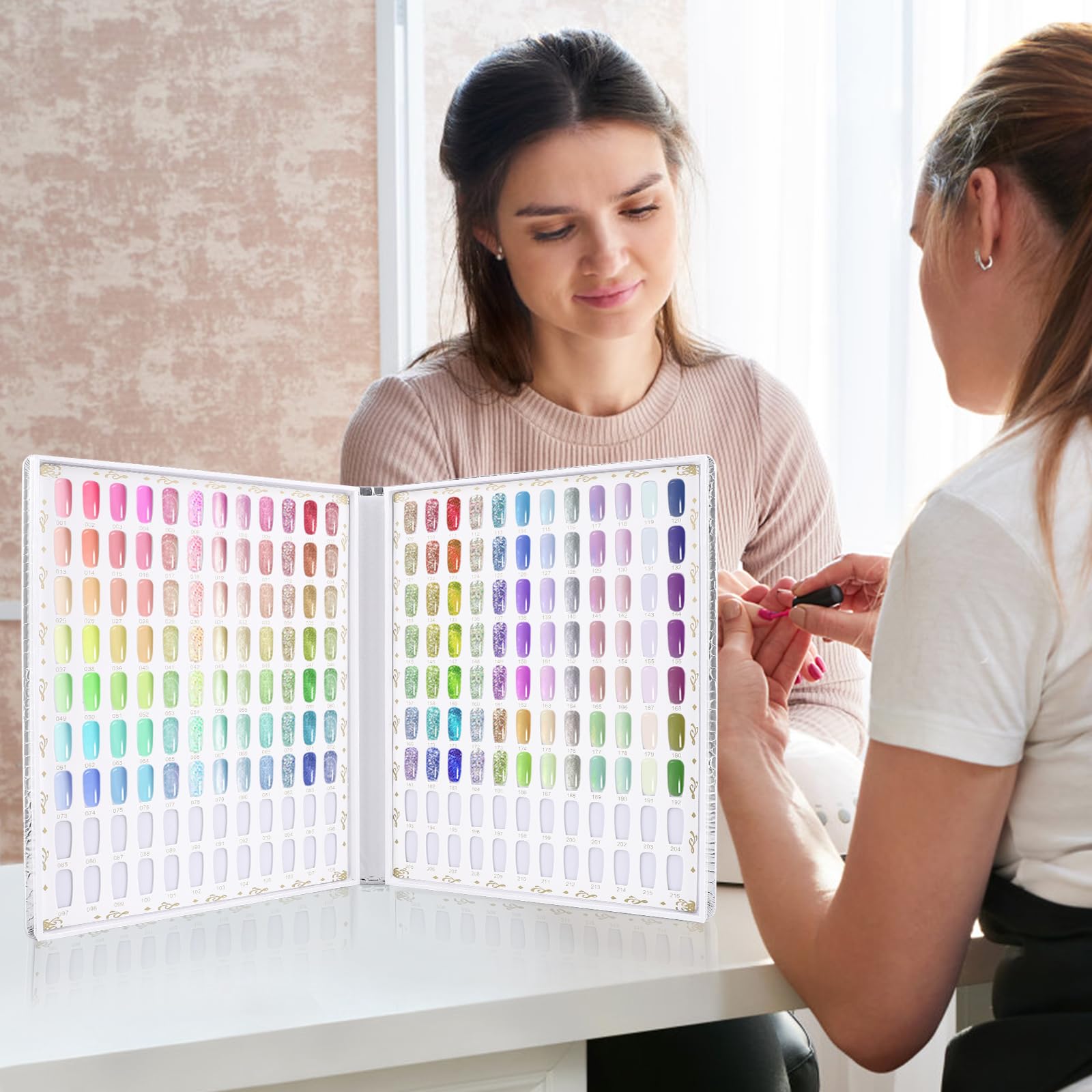 Segbeauty Espositore per Unghie, Libro per Unghie Espositore con 216 Slot per Punte per Unghie e 240 Unghie Finte, Nail Art Che Mostra Mensola, Accessori Unghie (Argentato)