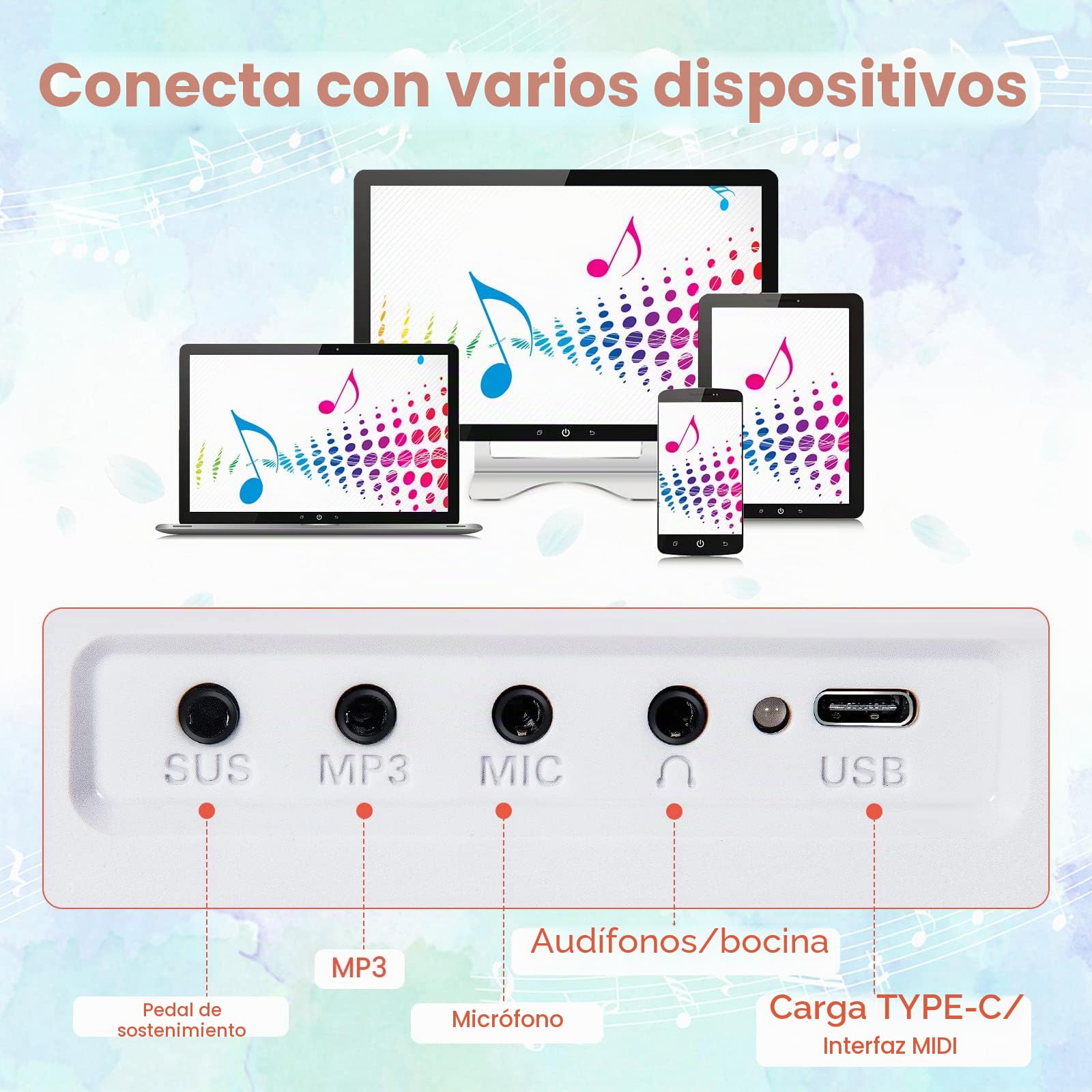 RELAX4LIFE Teclado Electrónico Plegable con 88 Teclas, Piano Digital con Bolsa y Lectura, Pantalla LCD y Teclas Iluminadas LED, Piano Digital con 2 Modos de Enseñanza (Blanco)