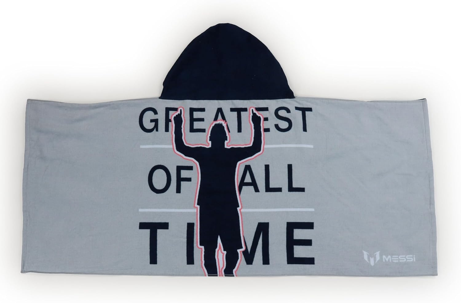 Jay Franco Kids Hooded Towel – 22" x 51" Super Soft Bath Wrap with 3D Hood, Beach, Pool & Travel, Official Licensed Product, Grey - Messi