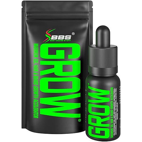GROW Maximum XXL - Suero acelerador de crecimiento de barba y bigote - Aceite de crecimiento de barba para hombres, para fijar barbas y parches de