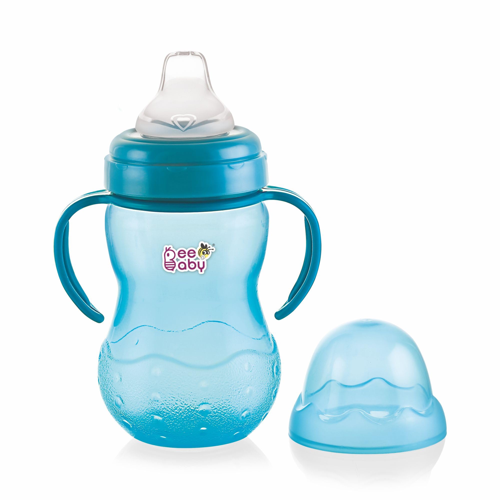 BEEBABY Grippee Soft Silicone Spout Sippy Cup with Handle for Babies, Leak Proof, Anti Spill Sipper for Baby 6 Months+, 100% BPA Free (Grippee - Blue, 300 ML)