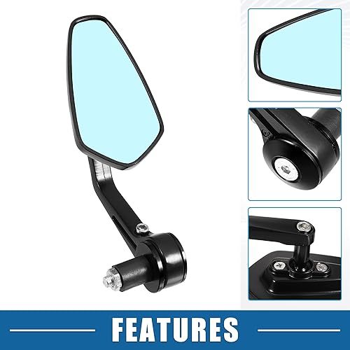 Miniatura 3 de Espejo retrovisor universal para manillar de motocicleta, retrovisor, antirreflejos, lente azul, negro, 1 par