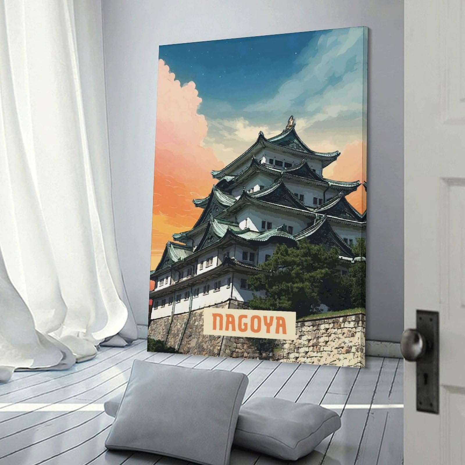 Junmoney Canvas Art Print Nagoya, 20x30inch(50x75cm), for Office, Study Or Home Workspace, Home Office Artwork with Decorative Appeal