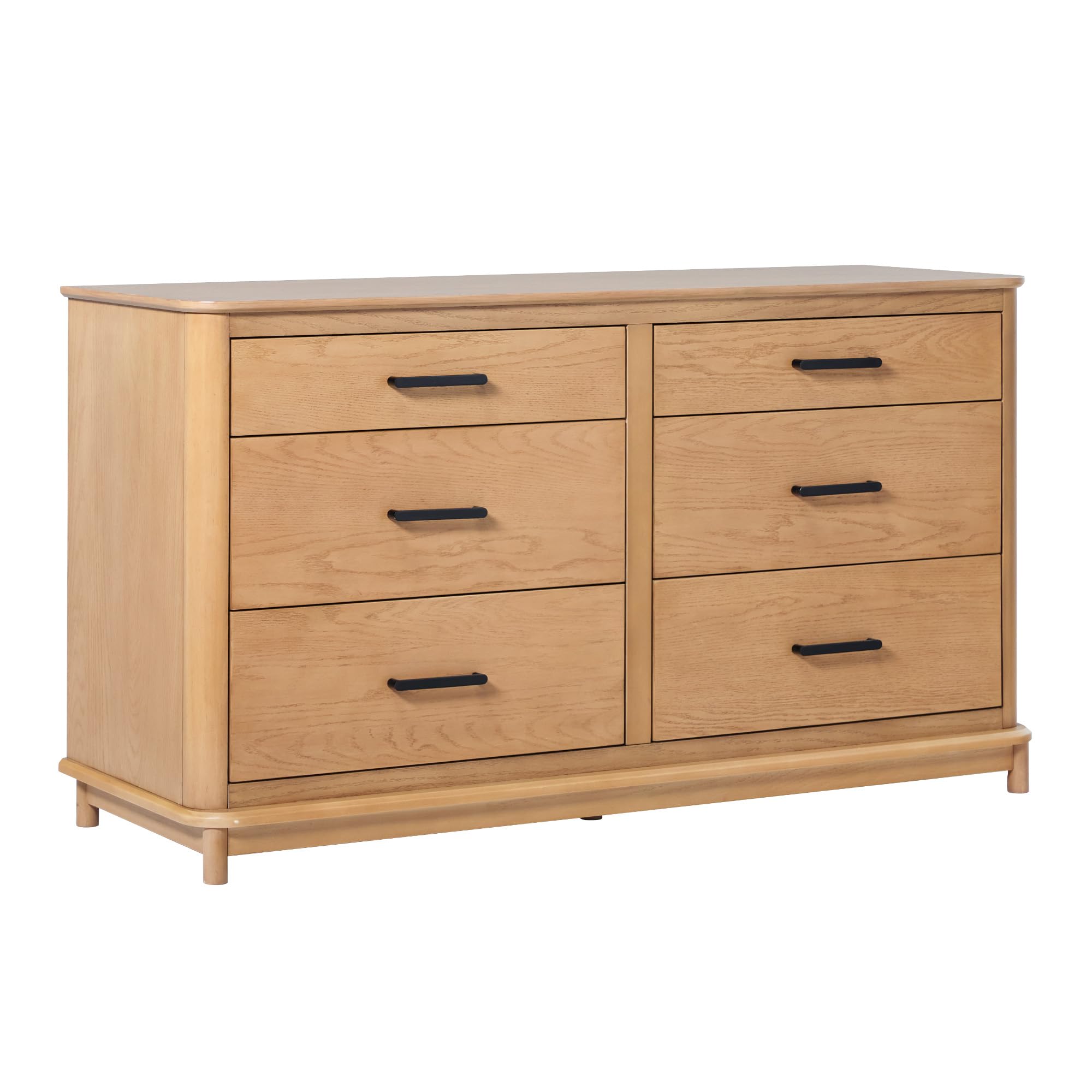 Walker Edison Contemporary Solid Red Oak Veneer 6-Drawer Dresser, Easy to Assemble Drawers, Clothing Storage for Bedroom, 54 Inch, English Oak