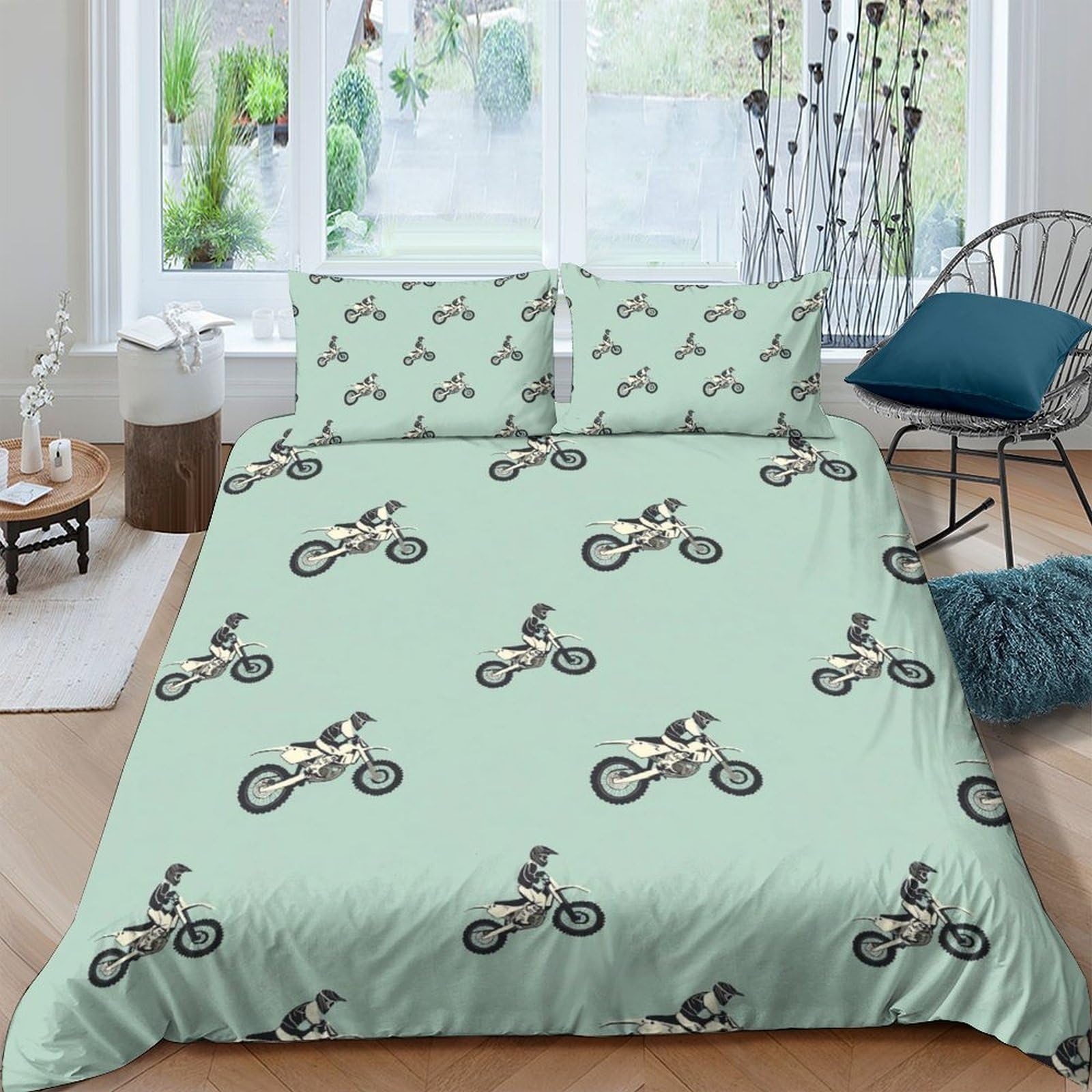 Ctjqhvkz Style-6 3D Printed Dog Riding Bicycle Fitted Sheet Microfiber Soft Green Cartoon Mattress Cover For Bedroom Dorm Decor Single（135X200cm）