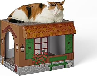 Cat's Palace Cat House Rustic Alpine Hut - Retreat & Scratching Furniture with 2 Scratching Surfaces for Cats 45 x 35 x 35 cm Made in Germany product image