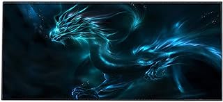 Silent Monsters Mouse Mat Size XX Large 900 x 400 mm, Mouse Pad Design: Dragon, Stitched Edges, Mousemat for Office and Gaming, Mousepad Non-Slip Rubber Base, Desk Mat XXL