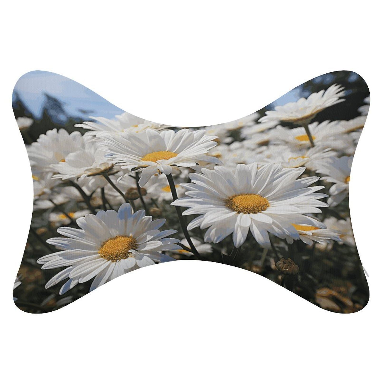 FekiLoot Wild White Daisies Car Headrest Set of 2,Softness Memory Foam Car Neck Pillow with Breathable Removable Cover Car Neck Support Pillow Ergonomic for Driving, Office