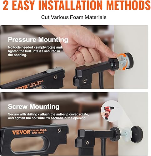 Miniatura 6 de VEVOR Puerta para bebé, 29.5-53 pulgadas extra ancha, 30 pulgadas de alto, puerta para perros para escaleras, puertas y casa, fácil paso a través de