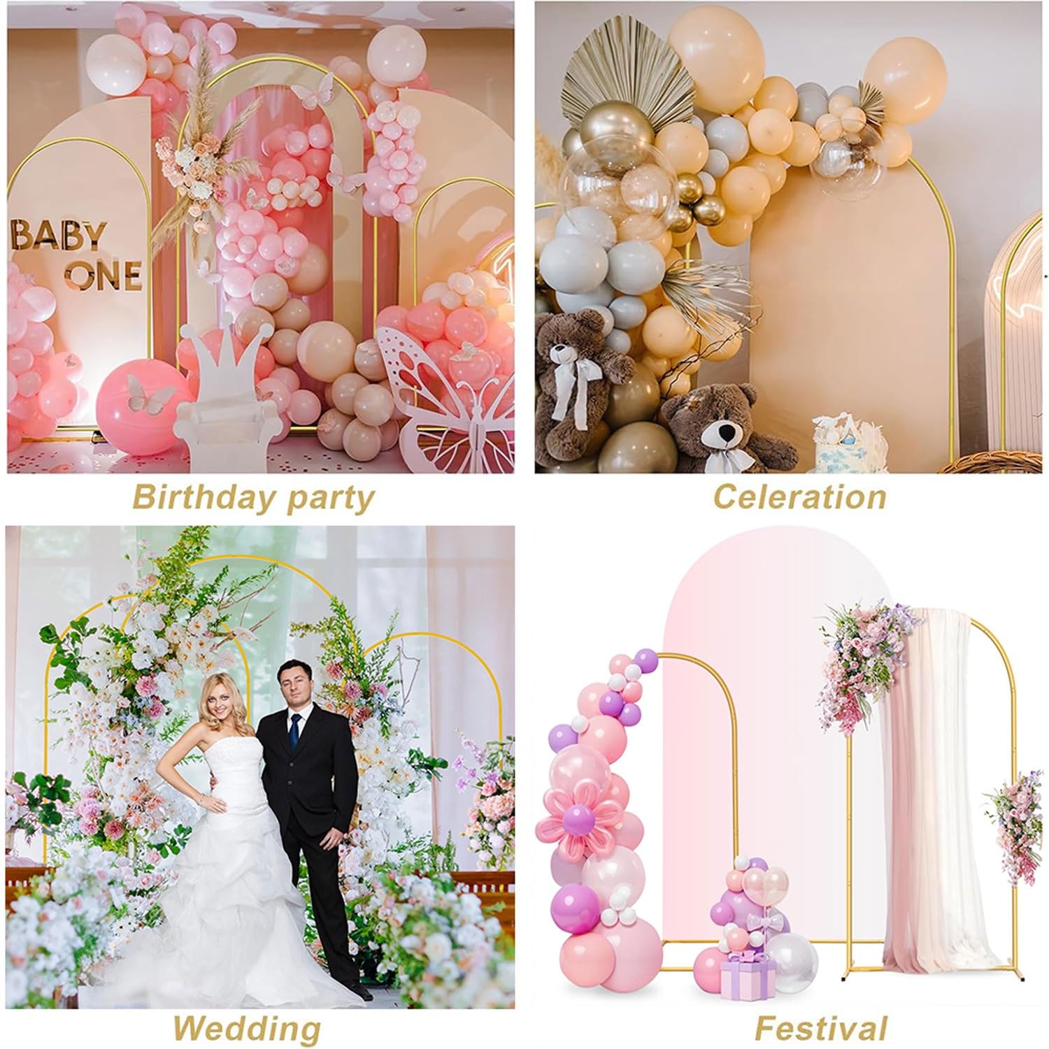 Regulowany metalowy stojak łukowy na ślub, baby shower, dekoracje urodzinowe - wytrzymały, przenośny, łatwy w montażu