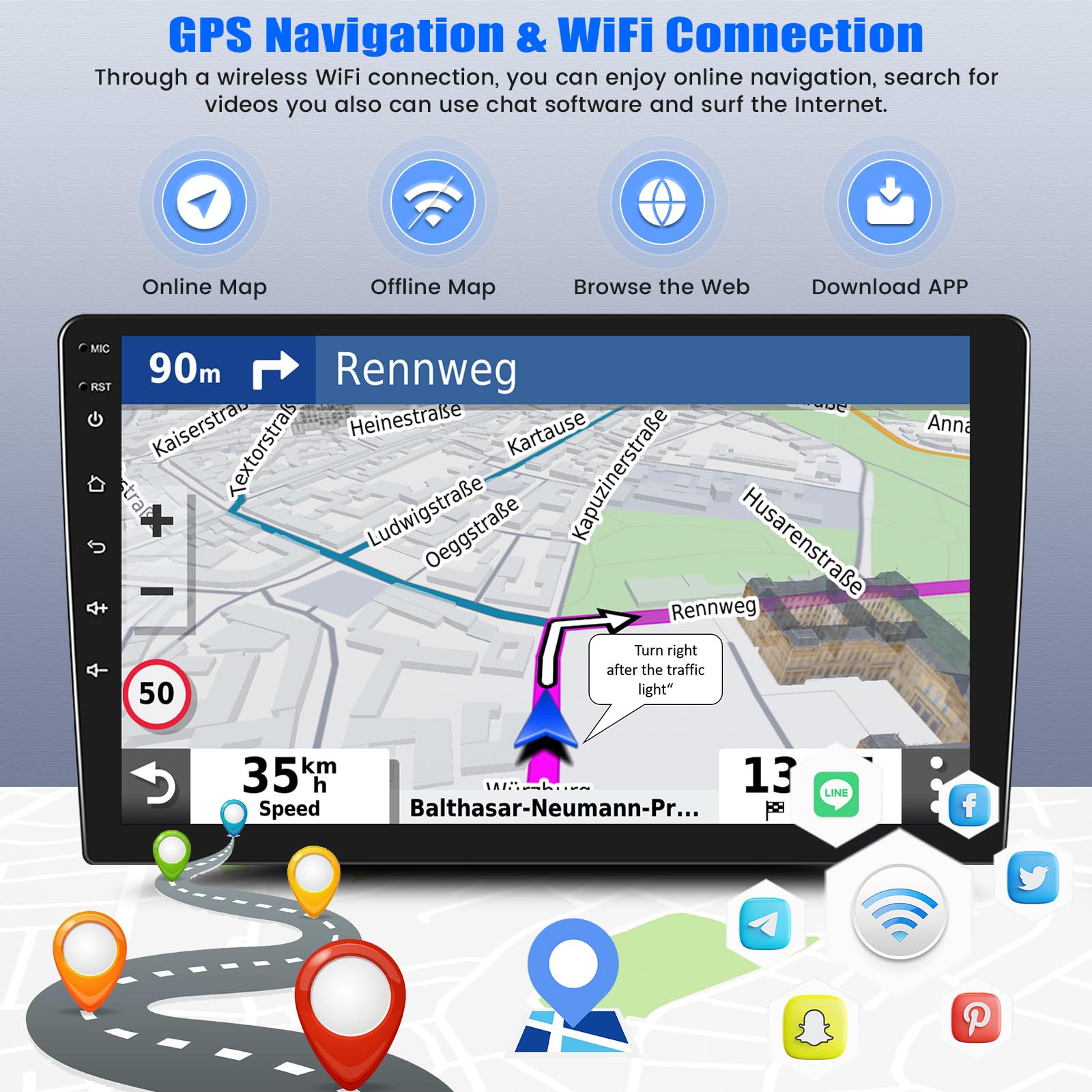 SIXTOP 2G+64G Android Radio de Coche para Mazda 5 2007 2008 2009 2010 con Carplay Android Auto Pantalla Radio Coche 9 Pulgadas con WiFi/GPS/Bluetooth/FM RDS/Mirror Link/EQ/SWC/Cámara Trasera Coche