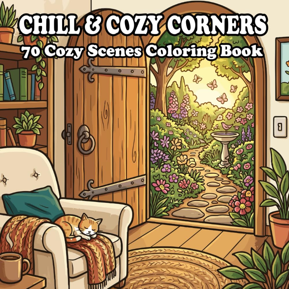 Chill & Cozy Corners Coloring Book: 100 Chill, Hygge, and Comforting Pages for Stress Relief