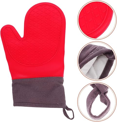 Miniatura 4 de HANABASS 3 guantes resistentes al calor, flexibles e impermeables, para cocina, guantes de horno de silicona para barbacoa, hornear, cocinar, horno,