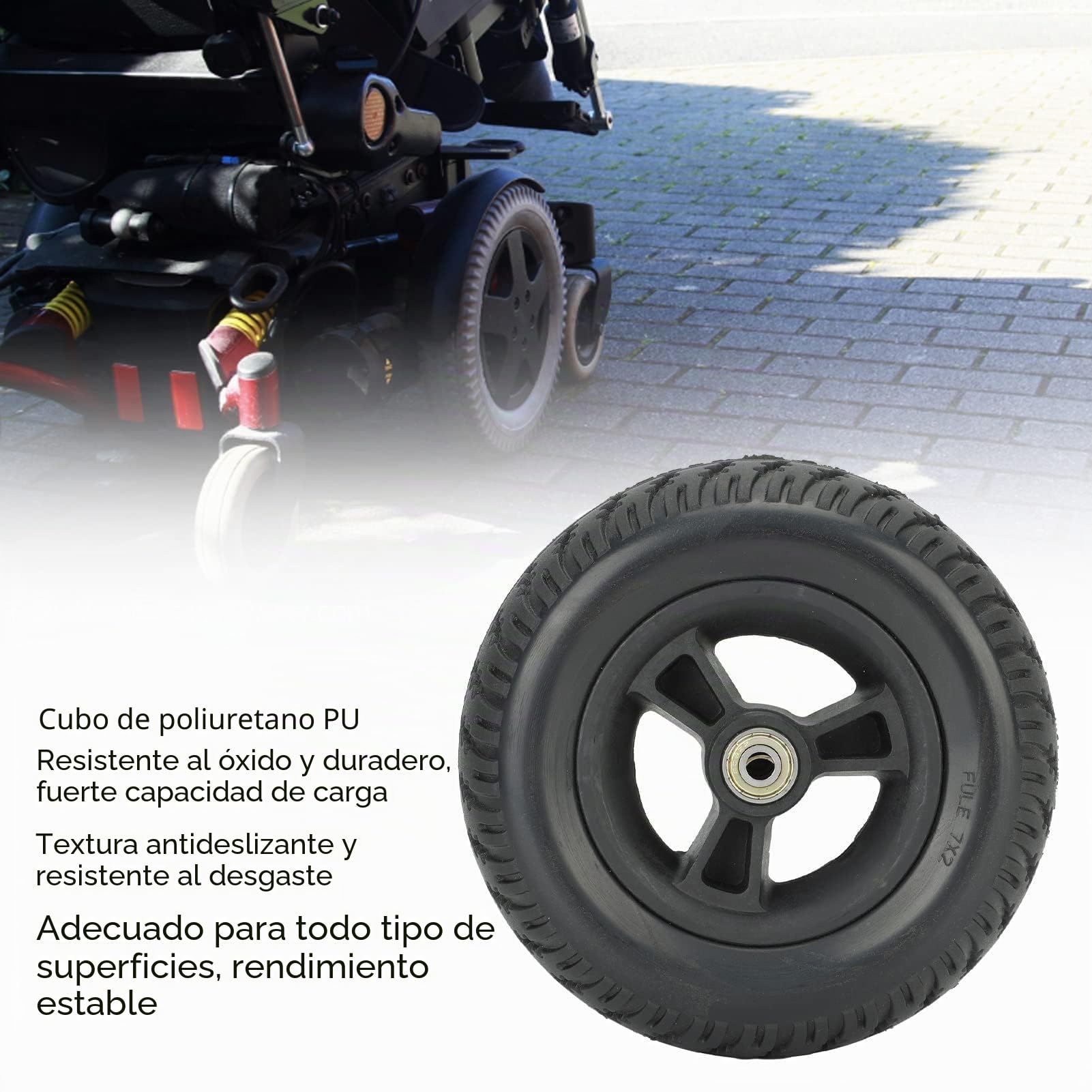 Rueda de Silla de Ruedas Repuesto Rueda de 7 Pulgadas para Sillas de Ruedas Delantera Sólida Resistente sin Ruido Antideslizante