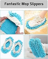 Vista 3 de 8 pantuflas de trapeador, calcetines para limpieza del suelo, fundas de microfibra para zapatos, lavables, reutilizables, para mujeres, hombres, Azul