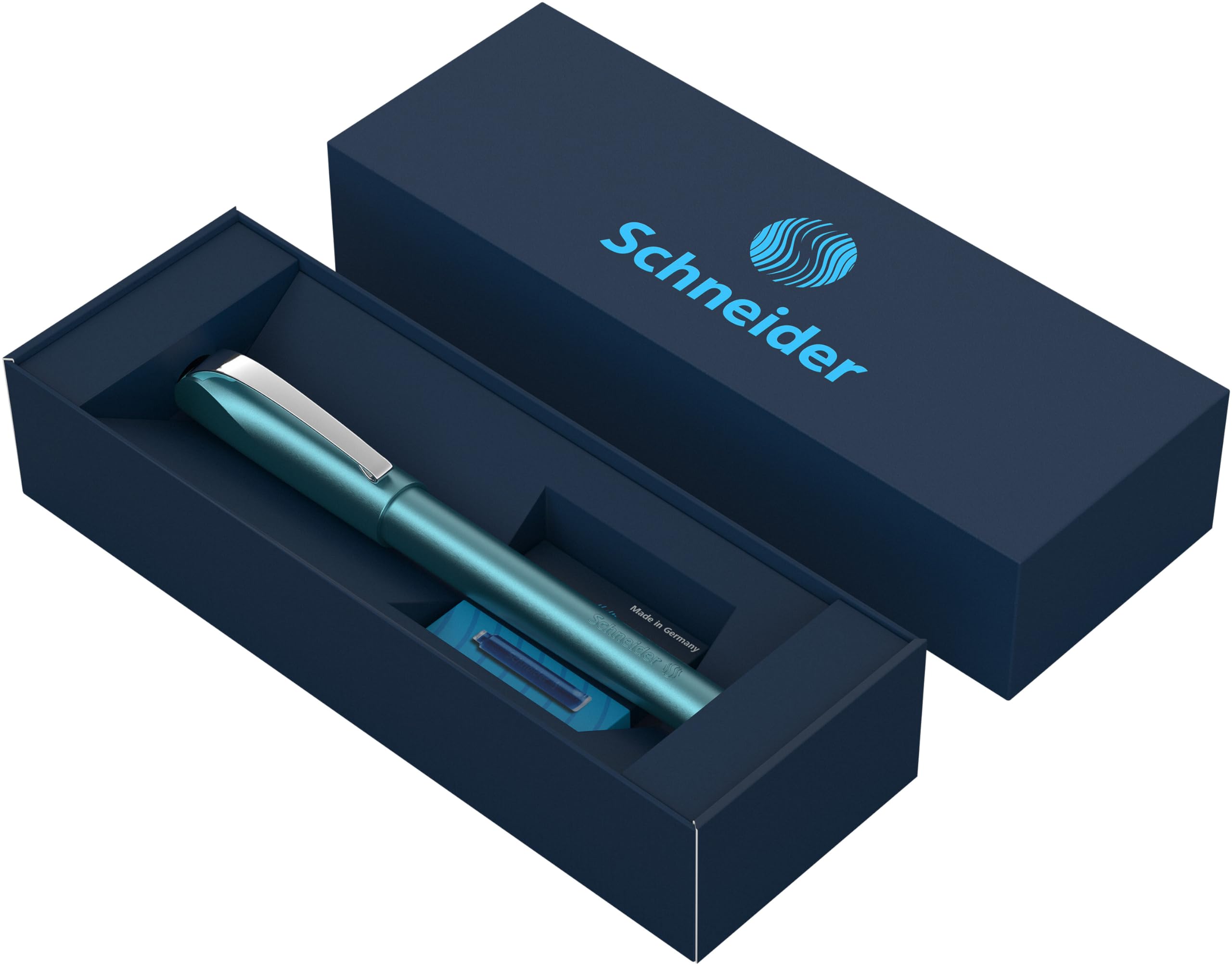 Schneider Ceod Shiny Rollerball Pen Gift Set in Cardboard Case Including Standard Ink Cartridges for Right and Left Handed Users Teal โ image 1