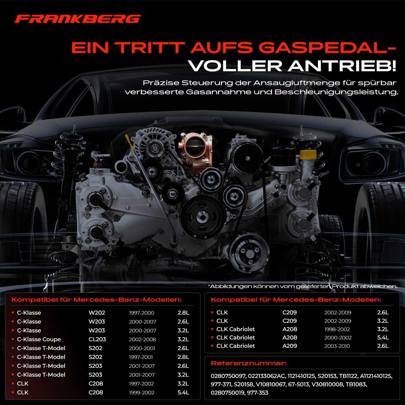 Frankberg Drosselklappenstutzen Benzin Kompatibel mit C-Klasse W203 C240 C320 2.6L 3.2L 2000-2007 CLK C209 240 320 2.6L 3.2L 2002-2009 E-Klasse W210 E240 E280 E320 Replace# 1121410125