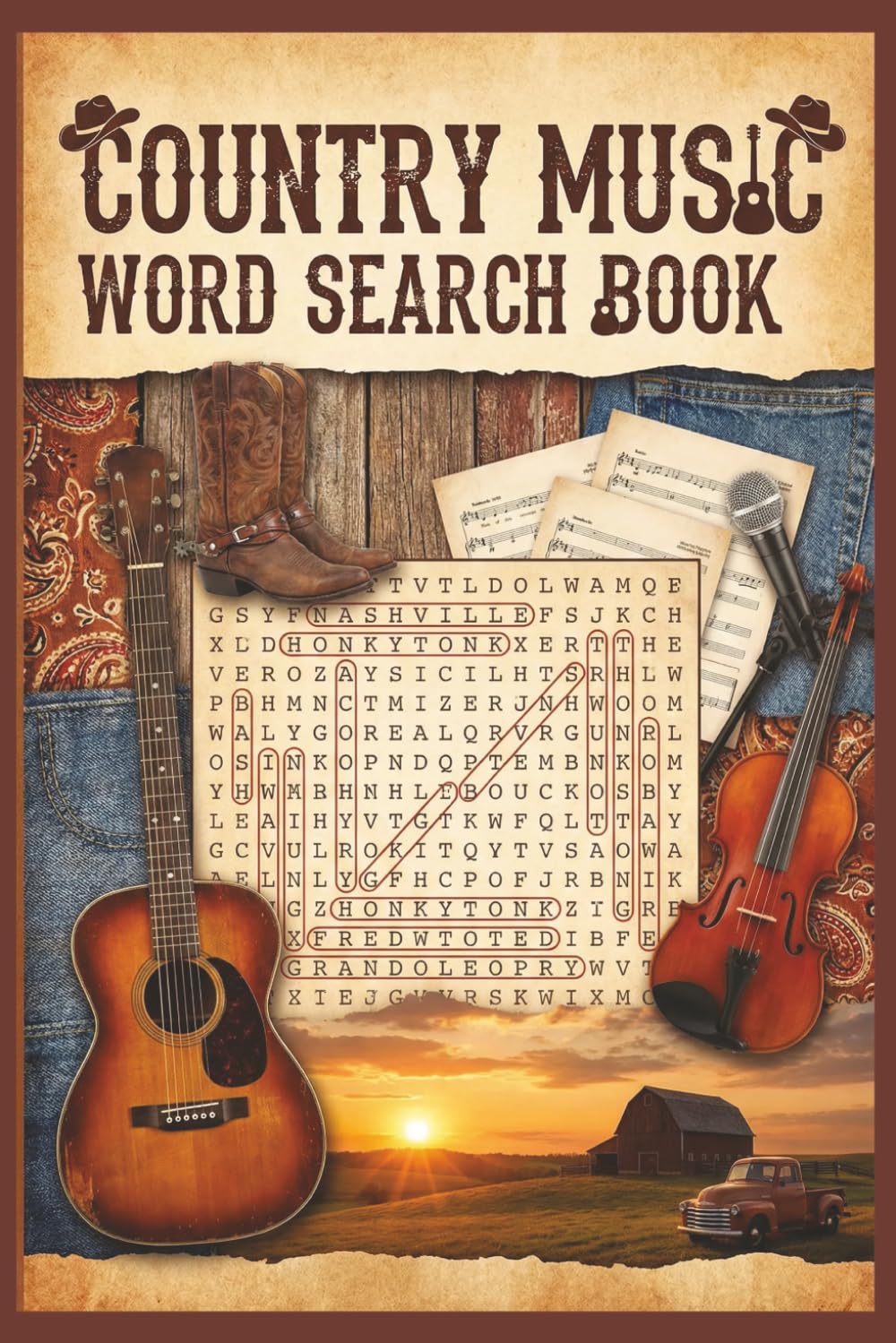 Country Music Word Search Book:: Large Print Word Search for Country Music Lovers: 55 Themed Puzzles Featuring Legends, Lyrics, and Nashville Hits | Travel Size 6x9 Activity Book