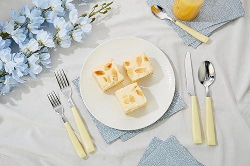 Miniatura 3 de ANNOVA Juego de cubiertos de acero inoxidable con mango colorido, utensilios de cocina, incluye cuchillos, tenedores, cucharas, tenedores de