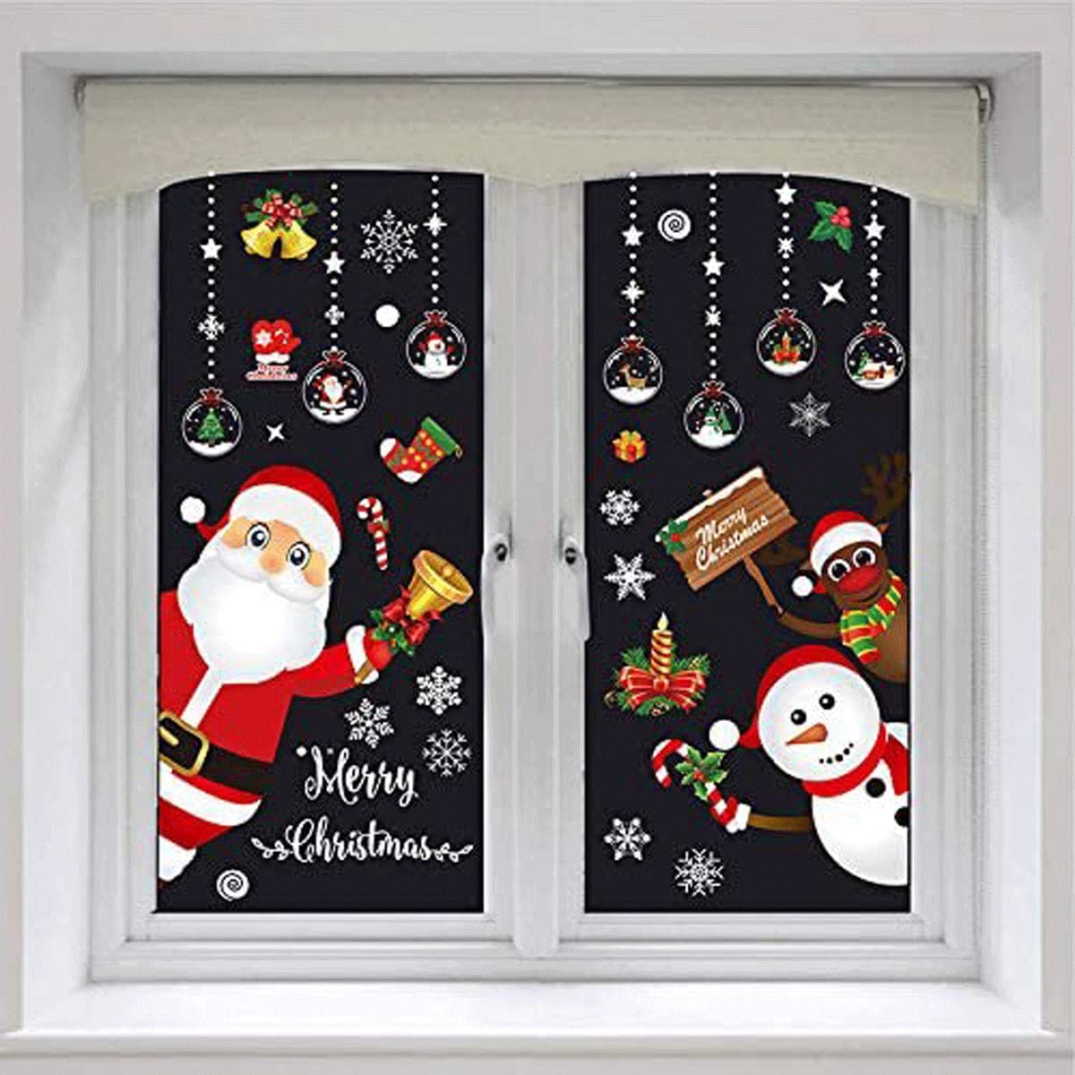 CELOTUS Weihnachtsfenster haften Fensterwandaufkleber, niedliche Weihnachtsmann-Rentiere, statische PVC-Aufkleber for Weihnachten, Zuhause/Geschäft/Party, Fensterdekorationen