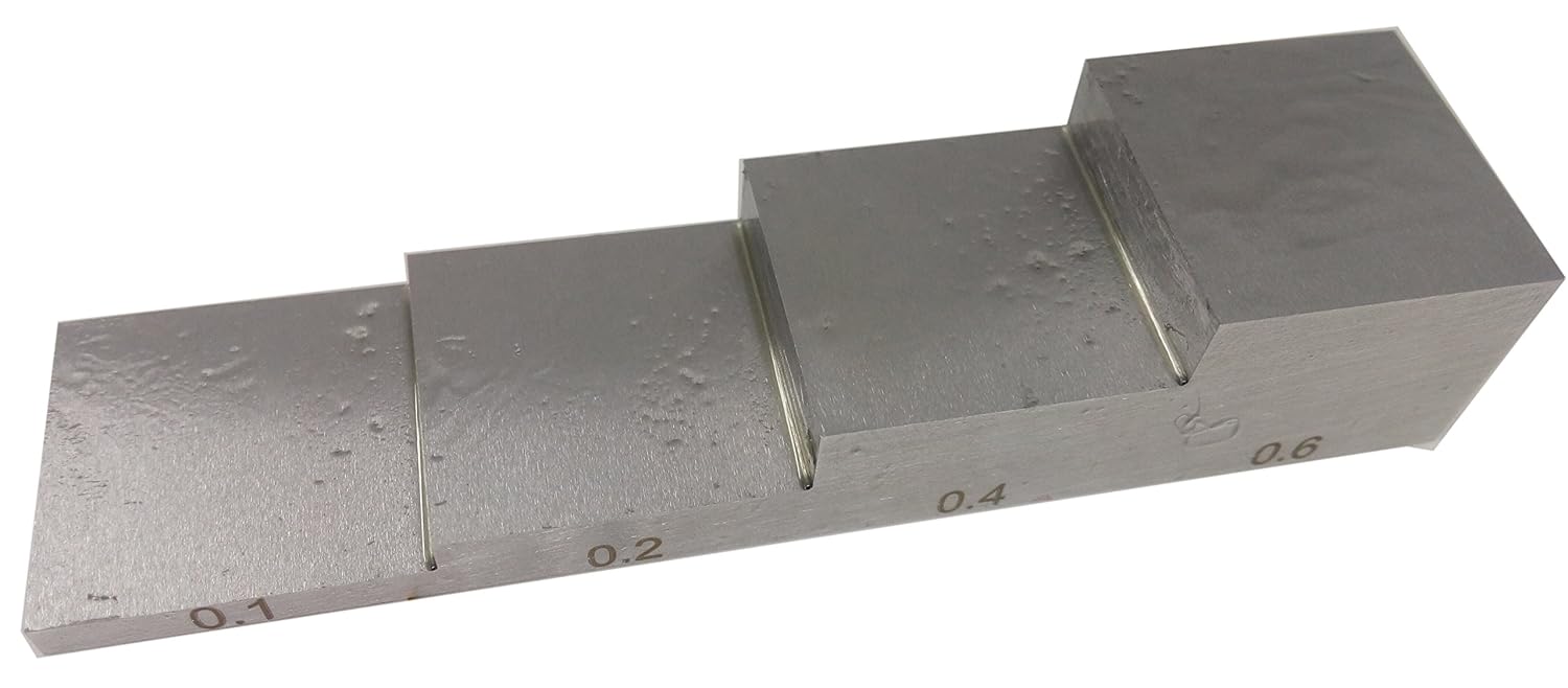 4 Step Calibration Block for ultrasonic Thickness Gauge 0.1" 0.2" 0.4" 0.6" Calibration Block Thickness and linearity in NDT Testing w/ 1018 Steel Color White