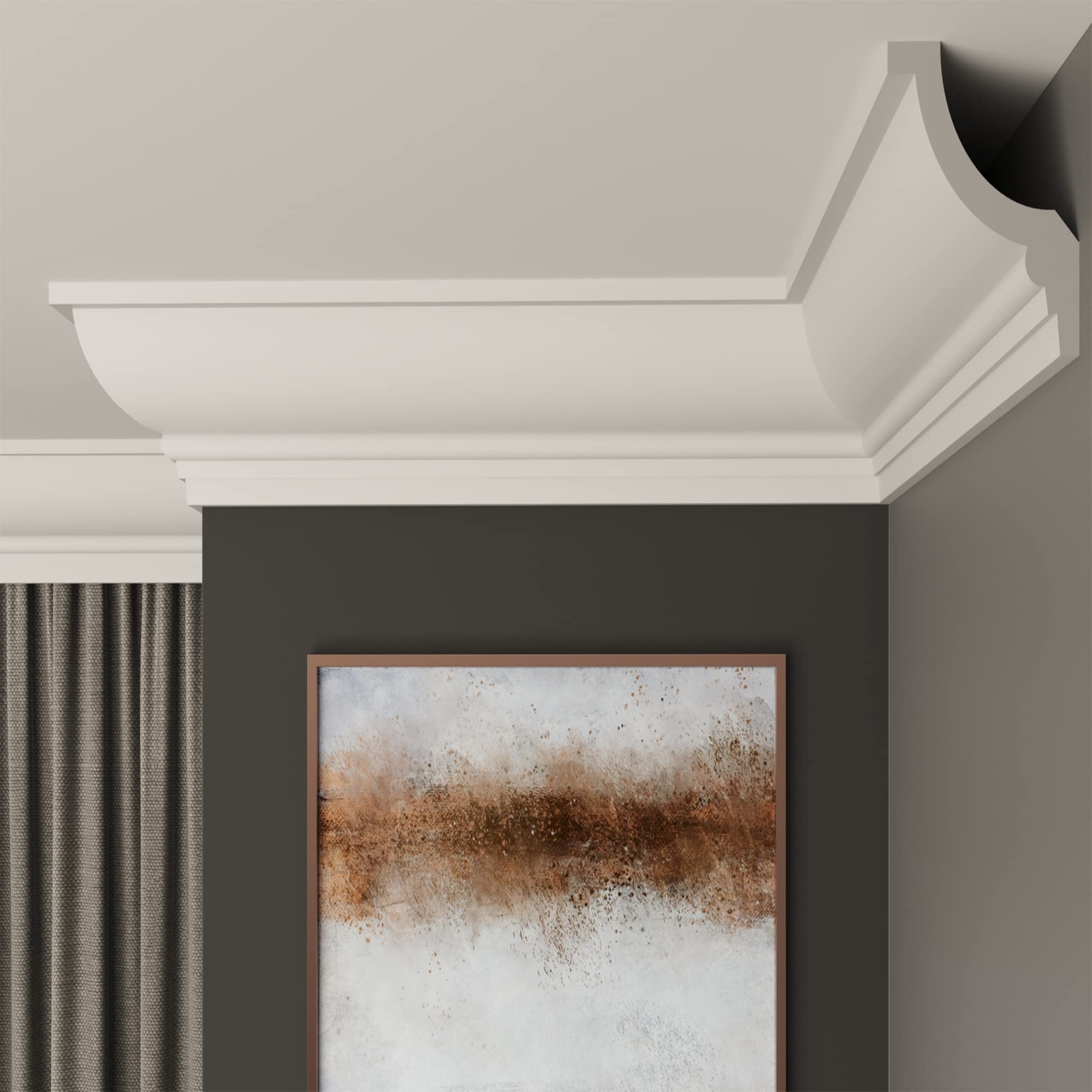 FAST DECOR Decorative Coving for Ceilings, Premium Extruded Polystyrene Cornice Coving, Lightweight Ceiling Moulding Trim, Flexible and Durable Ceiling Cornice Trim (CS18, 10M (5 Length))