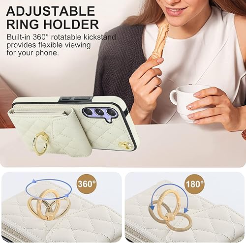 Miniatura 4 de Asuwish Funda para teléfono Samsung Galaxy A14M14 5G con protector de pantalla de vidrio templado y correa cruzada para la muñeca, anillo con