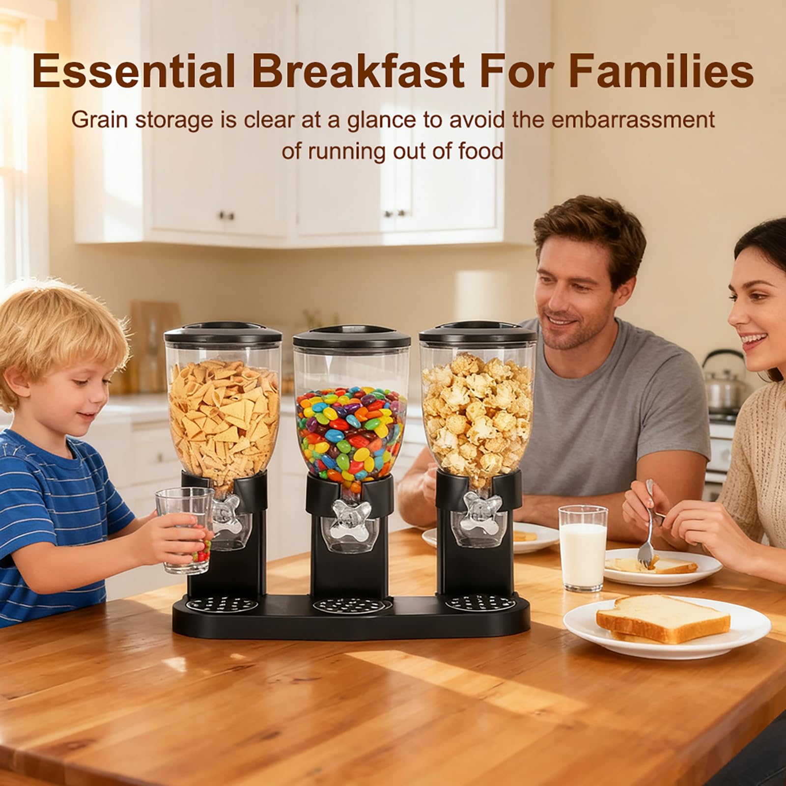 3er Pack Müslispender 2L, Aufbewahrungsbox Küche Organizer mit Deckel, Cereal Dispenser für Müsli, Kaffeebohnen, Trockenlebensmittel, Süßigkeiten, Reis, Getreide
