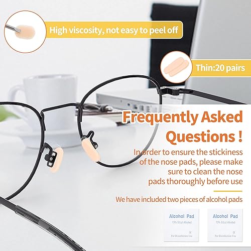 Miniatura 4 de 20 pares de almohadillas de espuma suave para la nariz, 0.039 in de grosor, almohadillas autoadhesivas para la nariz, almohadillas antideslizantes