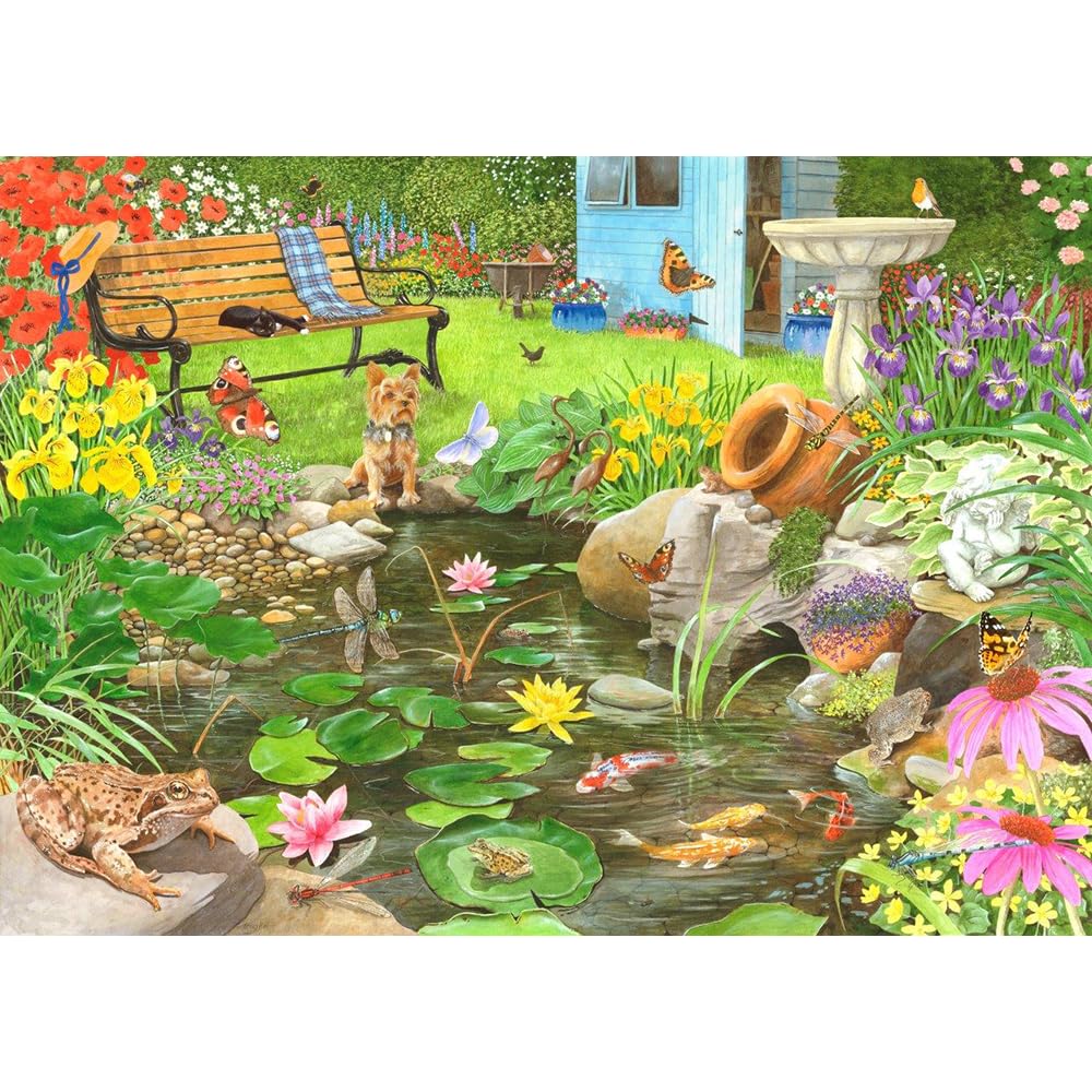 The House of Puzzles - Lily Pond Jigsaw - 1000 Piece Jigsaws for Adults Artist Illustrated, Scenic Landscape, Deluxe Puzzle Gifts